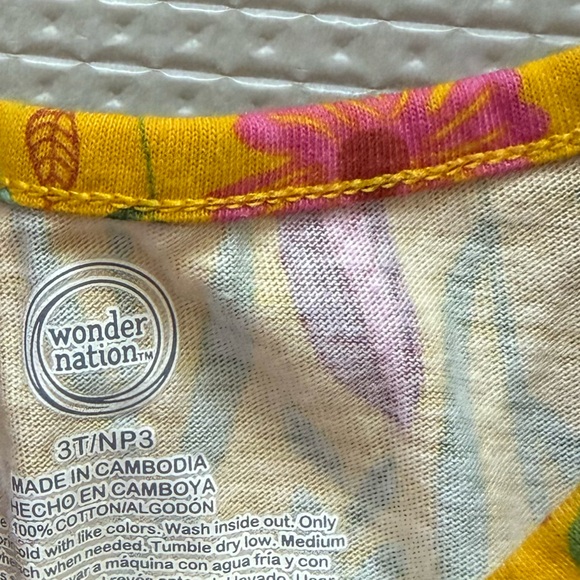 Wonder nation|Baby girl/toddler mustard yellow Floral play dress•Rainbow print - Picture 4 of 4